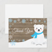 Winter Polar Beer Snowflake Blue Hartelijk dank Bedankkaart (Voorkant / Achterkant)