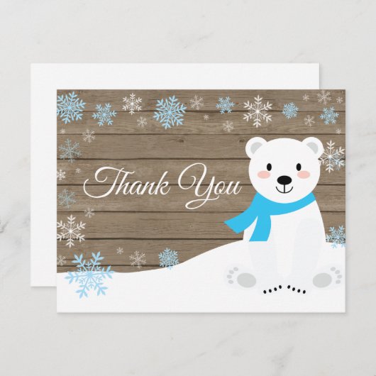 Winter Polar Beer Snowflake Blue Hartelijk dank Bedankkaart (Voorkant / Achterkant)