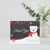 Winter Polar Beer Snowflake Red Dank je wel Bedankkaart (Staand voorkant)