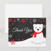 Winter Polar Beer Snowflake Red Dank je wel Bedankkaart (Voorkant / Achterkant)
