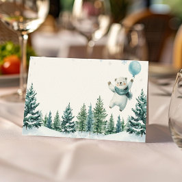 Winter Polar Beer Verjaardag Food Place Card Plaatskaartje