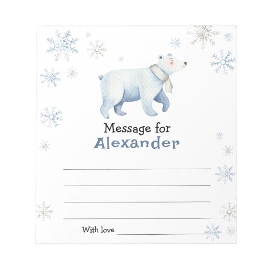 Winter Polar beer verjaardagscapsule bericht Notitieblok (Voorkant)