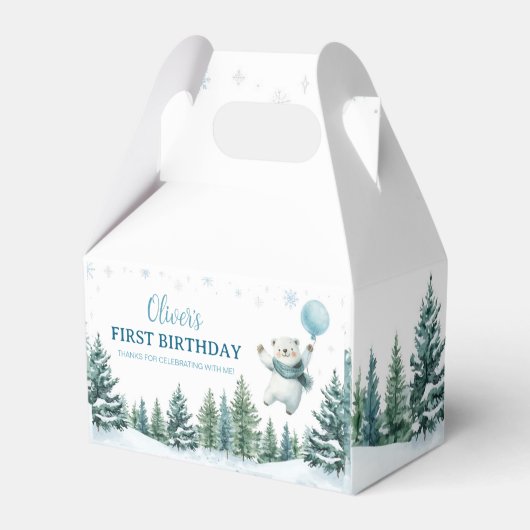 Winter Polar Beer Verjaardagsfeest Bedankdoosjes (Achterkant)