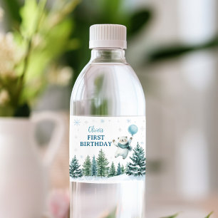 Winter Polar Beer Verjaardagsfeest Waterfles Etiket