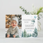 Winter Polar Beer Verjaardagsfoto Dank u kaart (Staand voorkant)