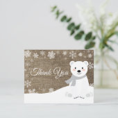 Winter Polar Beer White Snowflake Hartelijk dank Bedankkaart (Staand voorkant)