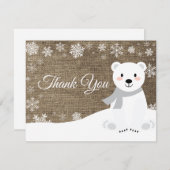Winter Polar Beer White Snowflake Hartelijk dank Bedankkaart (Voorkant / Achterkant)