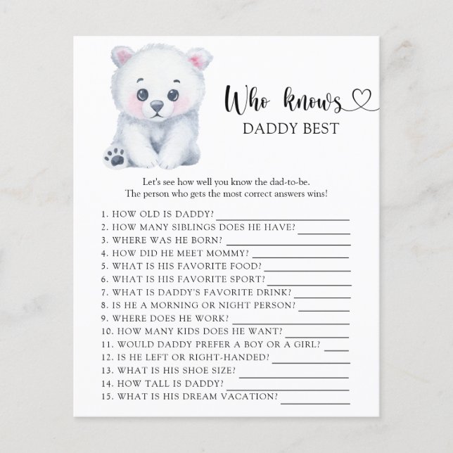 Winter polar beer - Wie weet papa beste spel (Voorkant)