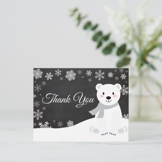 Winter Polar Beer Winter Snowflake Hartelijk dank Bedankkaart (Staand voorkant)