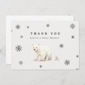 Winter Polar Beren Baby shower Bedankkaart (Voorkant / Achterkant)