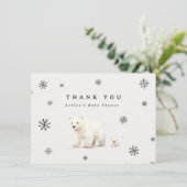 Winter Polar Beren Baby shower Bedankkaart (Staand voorkant)