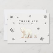 Winter Polar Beren Baby shower Bedankkaart (Voorkant)