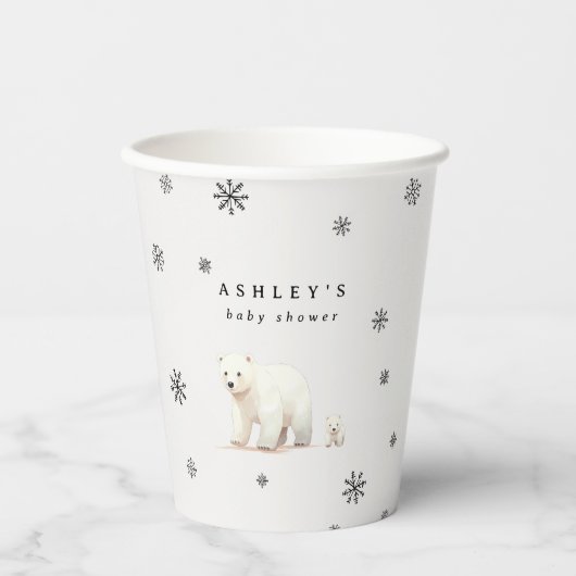 Winter Polar Beren Baby shower Papieren Bekers (Voorkant)