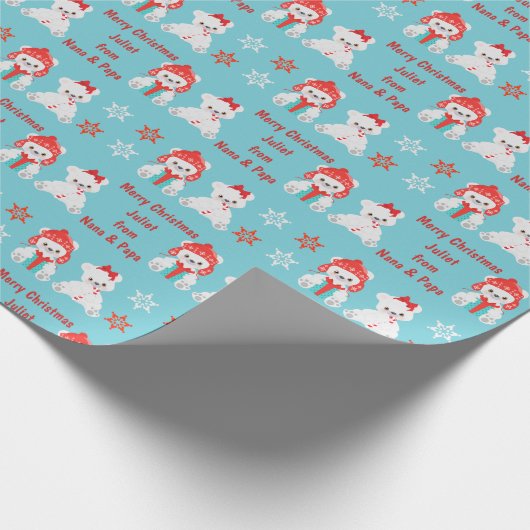 Winter Polar Beren Kinder Kerstmis Cadeaupapier (Hoek)