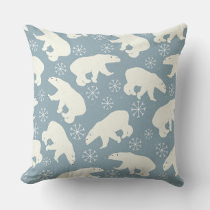 Winter Polar-Beren naadloos patroon + uw ideeën Kussen