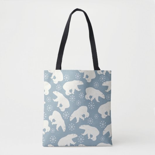 Winter Polar-Beren naadloos patroon + uw ideeën Tote Bag (Voorkant)