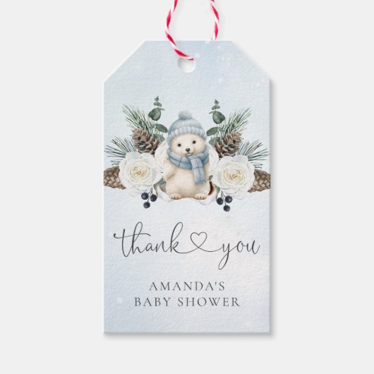 Winter Polar Teddy Bear Boy Baby shower Cadeaulabel (Voorkant)
