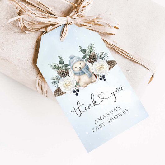 Winter Polar Teddy Bear Boy Baby shower Cadeaulabel