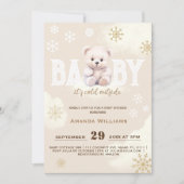 Winter Polar Wit Beer Baby shower Kaart (Voorkant)