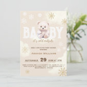 Winter Polar Wit Beer Baby shower Kaart (Staand voorkant)