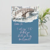Winter Pond Stream Houten Brug Be My Bridesmaid Kaart (Staand voorkant)