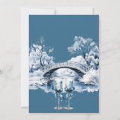 Winter Pond Stream Houten Brug Brunch & Bubbly Kaart (Achterkant)