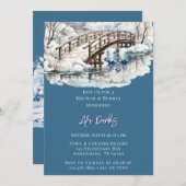 Winter Pond Stream Houten Brug Brunch & Bubbly Kaart (Voorkant / Achterkant)