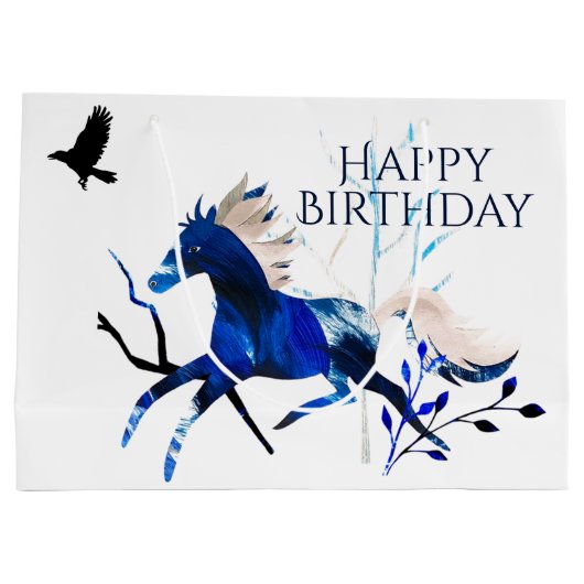 Winter Pony en Crow Horse Happy Birthday Groot Cadeauzakje (Achterkant)