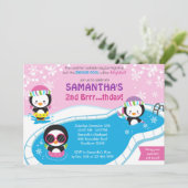 Winter Pool Birthday Invitation / Pool Invitation Kaart (Staand voorkant)