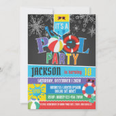 Winter Pool Party Birthday Invitation Kaart (Voorkant)