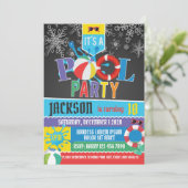 Winter Pool Party Birthday Invitation Kaart (Staand voorkant)