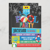 Winter Pool Party Birthday Invitation Kaart (Voorkant / Achterkant)
