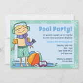 Winter Pool Party Blond Jongen Binnenzwemmen Verja Kaart (Voorkant)