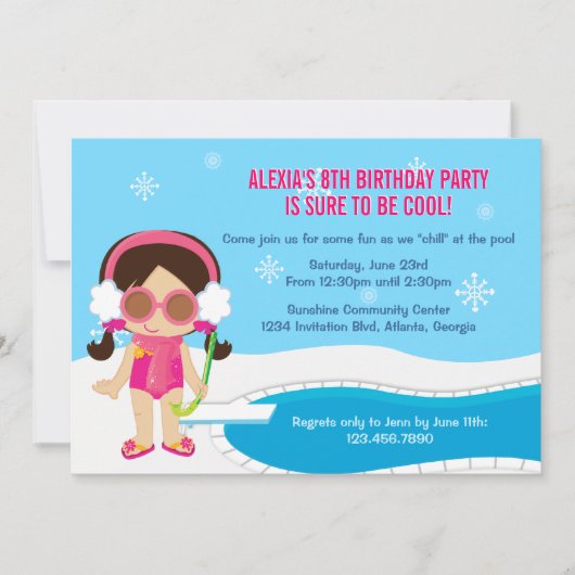 Winter Pool Party Invite Kaart (Voorkant)