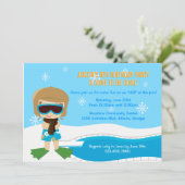 Winter Pool Party Invite Kaart (Staand voorkant)