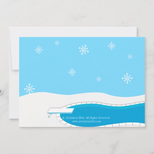 Winter Pool Party Invite Kaart (Achterkant)