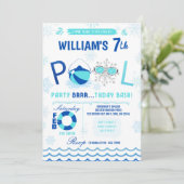 Winter Pool Party | Zwemmen verjaardag uitnodiging (Staand voorkant)