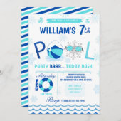 Winter Pool Party | Zwemmen verjaardag uitnodiging (Voorkant / Achterkant)