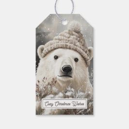 Winter Poolbeer Kerstmis Cadeaulabel