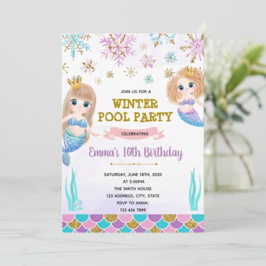 Winter-pooluitnodiging Kaart (Staand voorkant)