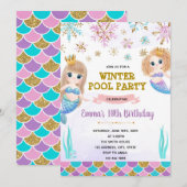 Winter-pooluitnodiging Kaart (Voorkant / Achterkant)