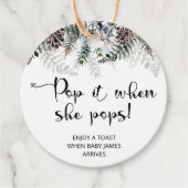 Winter Pop als ze baby shower-oormerk pop Bedankjes Labels (Voorkant)