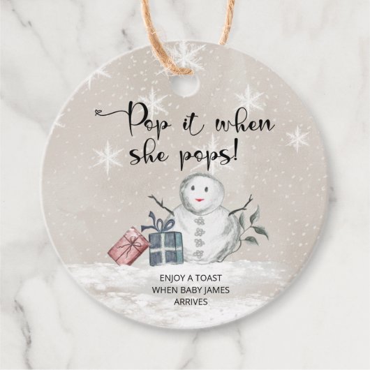 Winter Pop als ze baby shower pop Bedankjes Labels (Voorkant)