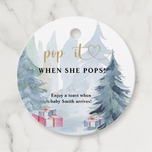 Winter Pop als ze baby shower pop Bedankjes Labels (Voorkant)