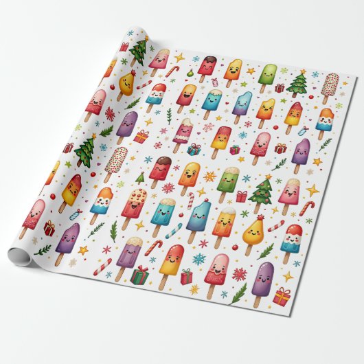 Winter Popsicle Wonderland Cadeaupapier (Uitgerold)