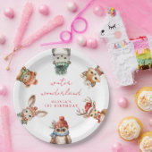 Winter prachtige bos kerstverjaardag papieren bordje (Feest)