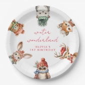 Winter prachtige bos kerstverjaardag papieren bordje (Voorkant)