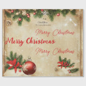 Winter Prettig Kerstfeest Dennengewricht Rode Glas Cadeaupapier (Vlak)