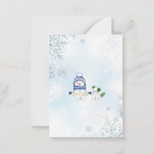 Winter Prettig Kerstfeest Waterverf  Baby  Borrel Notitiekaartje (Achterkant)