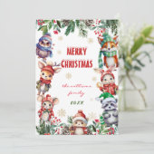 Winter Prettig Kerstmis Bosdier Thema Kaart (Staand voorkant)